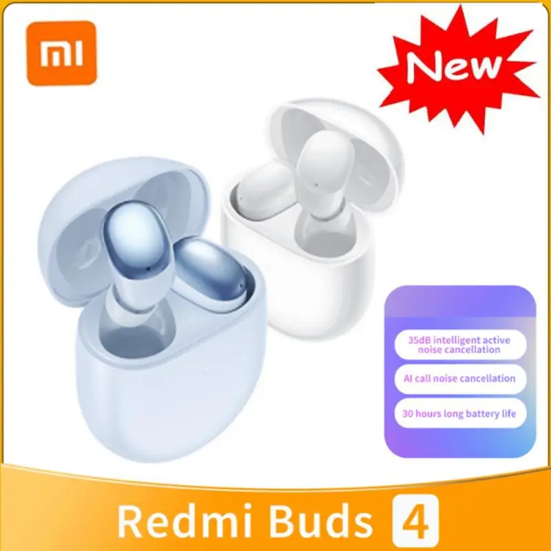 Xiaomi Redmi Buds 4 TWS Earphone Bluetooth 5.2 35dB Active Noise Cancelling 2 Mic Wireless Headphone 30 Hours Battery Life IP54
