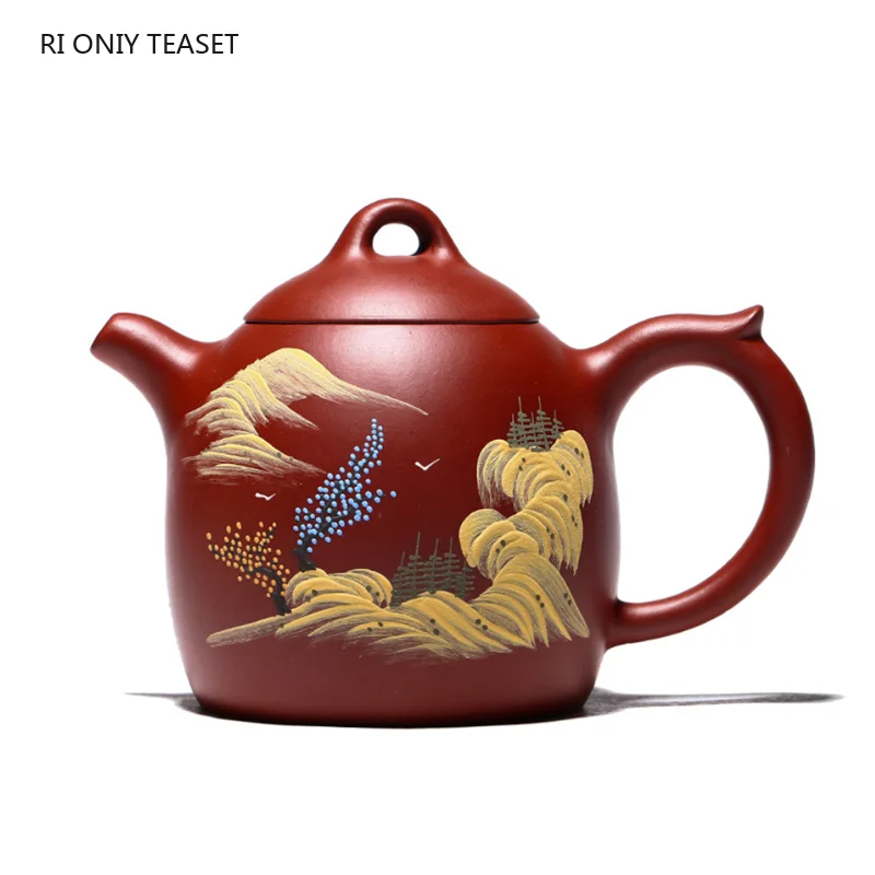 

290ml Yixing Purple Clay Teapot Hand Painted Landscape Tea Pot Beauty Kettle Handmade Zisha Tea Set Customized Dahongpao Gifts