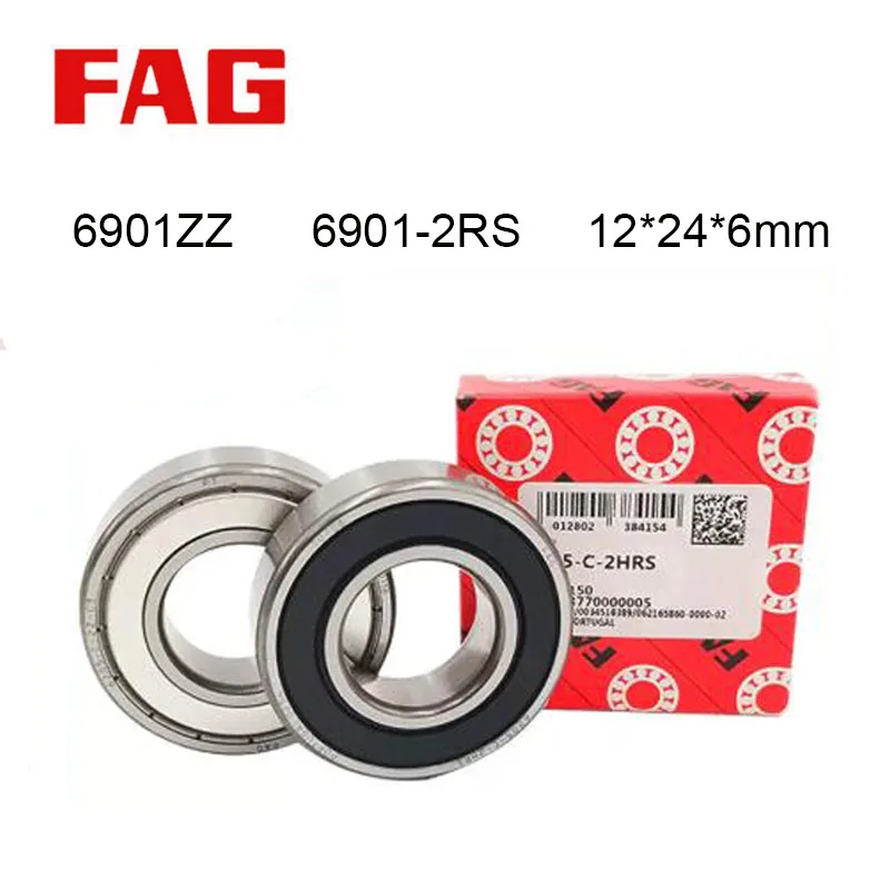 Купи Germany 100% Original FAG Bearing 6901ZZ 6901-2RS C3 ABEC-9 5/10Pcs 12x24x6mm Thin 6900 2RS Ball Bearings 6901ZZ 61901 Bearings за 839 рублей в магазине AliExpress