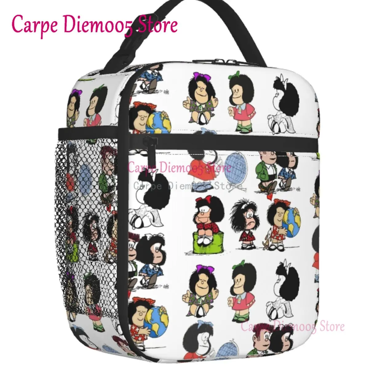 

Quino Mafada Manga Insulated Lunch Bags for Women Argentina Cartoon Portable Cooler Thermal Bento Box School