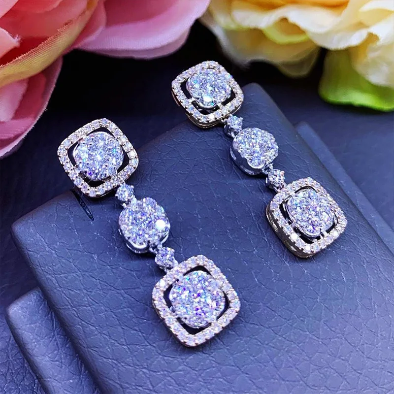 

Fashion New Wedding Earrings for Women Fashion Engagement Dinner Luxury Long Earrings for Women Exquisite Bridal Earrings