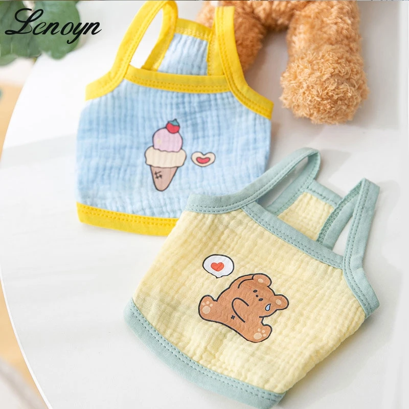 

Lenoyn Pet Seersucker Sling Small And Medium-Sized Dog Cat Two Foot Thin Breathable Vest Pet Clothes Spring And Summer Clothing