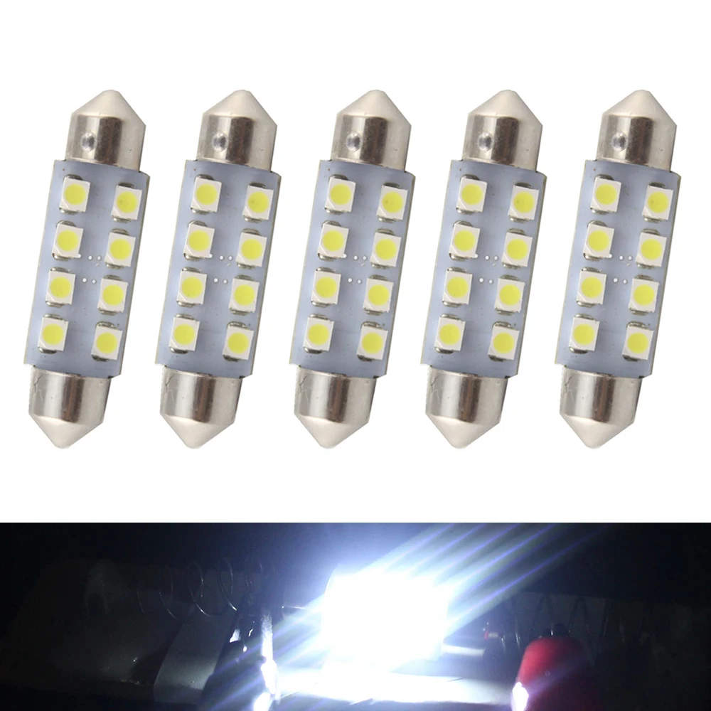 Светодиодные лампы T10 для салона автомобиля 5 шт. 3528 1210 8SMD куполообразные