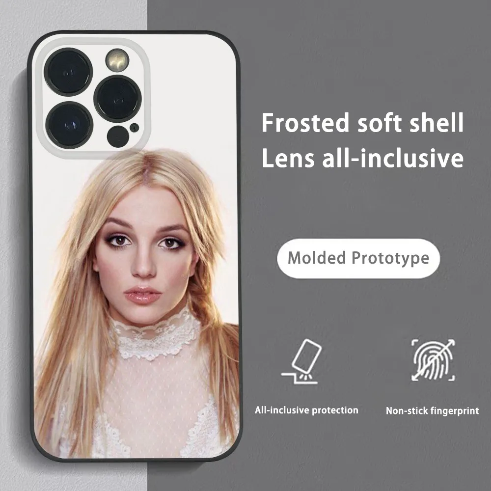 Чехол для телефона Singer B-Britney Spears iPhone 15 14 13 12 11 Pro Xs Max Mini XR X 7 8 Plus черный матовый