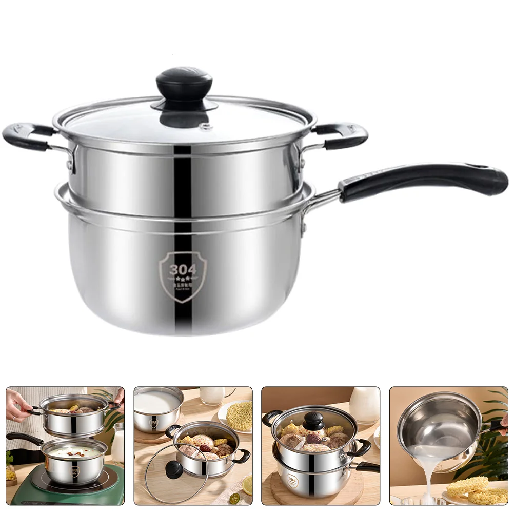 

Milk Pot Stainless Steel Sauce Pan Small Soup Steamer With Lid Saucepan Saucepans