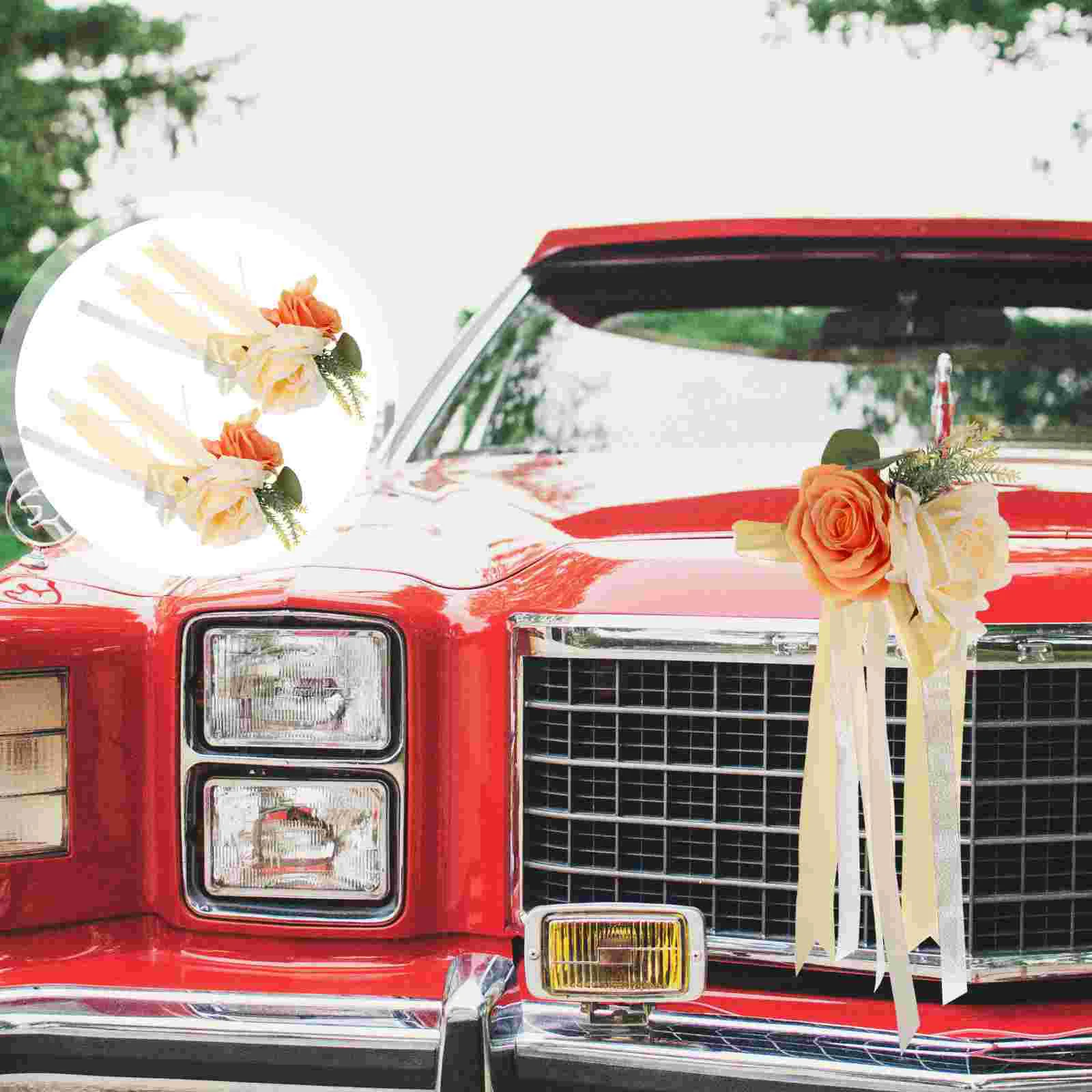 

Wedding Artificial Flower Flowers Car Decorations Rose Roses Ribbondecorative Bouquet Decoration Decor Fake Bridal Faux Handle
