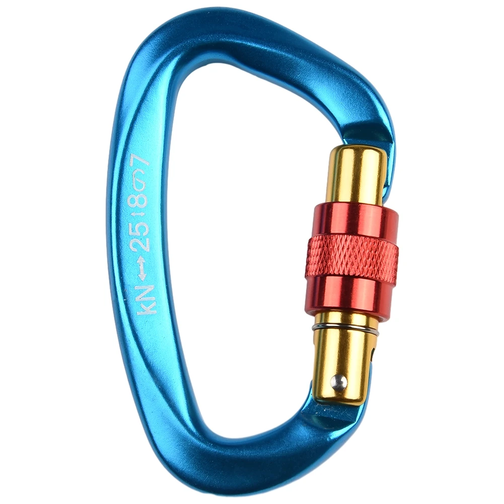 

25KN Climbing Carabiner Clip Hook Hot Sale Outdoor Camping Multi Tool Mountaineering Buckle Heavy Duty Aluminum D-Ring Lock Rock