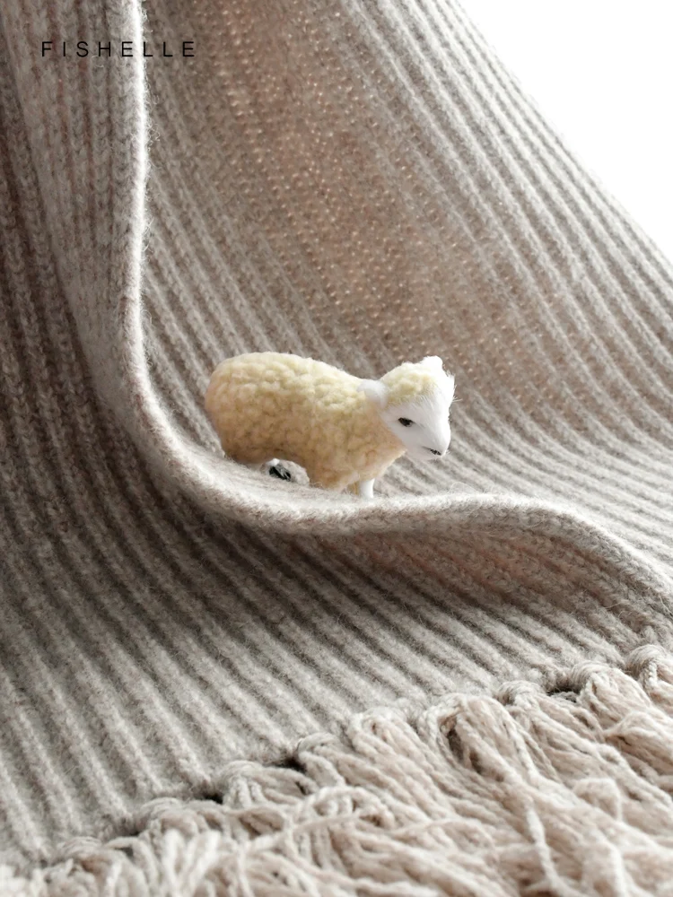 Шарф цвета хаки с кисточками из 100% шерсти толстый для женщин роскошные подарки