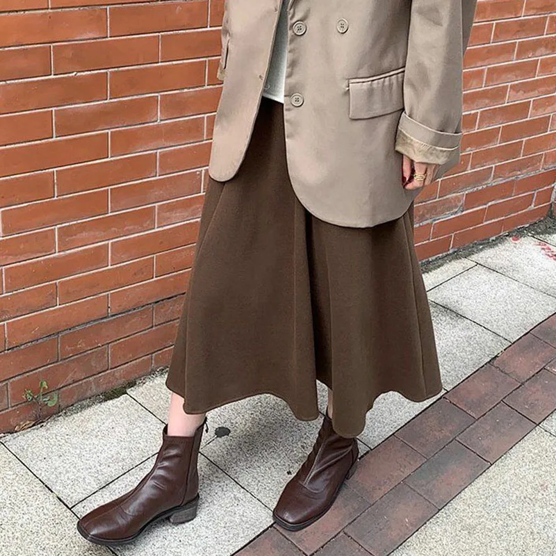 Женская вельветовая юбка трапециевидной формы с высокой талией