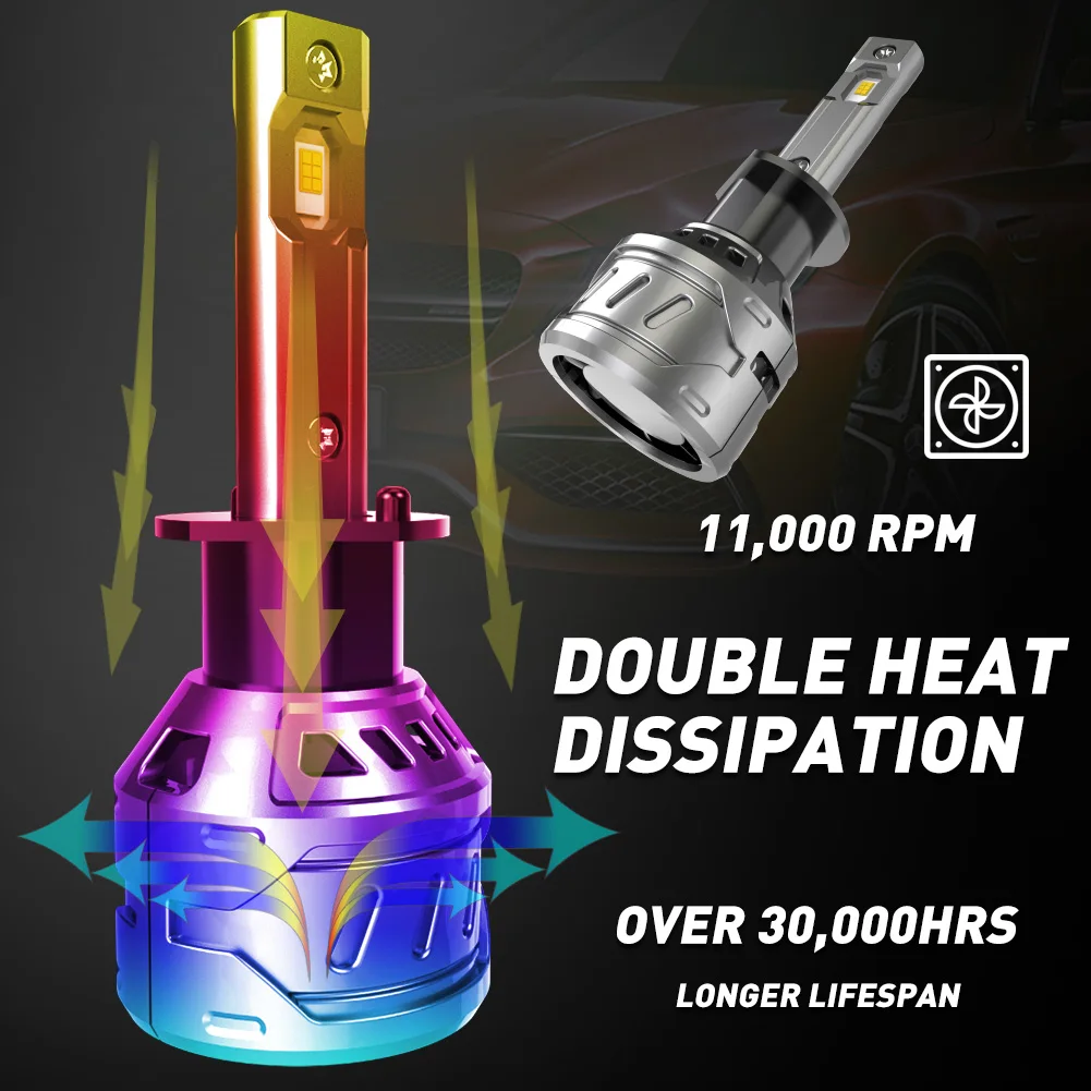 Фото 2 шт. 14000Lm 35W Turbo светодиодный H7 H4 LED Canbus H8 H11 лампа 12V Автомобильные фары лампы для Mercedes W203 BMW E60 E90 F10 E39 VW Golf 6 №5