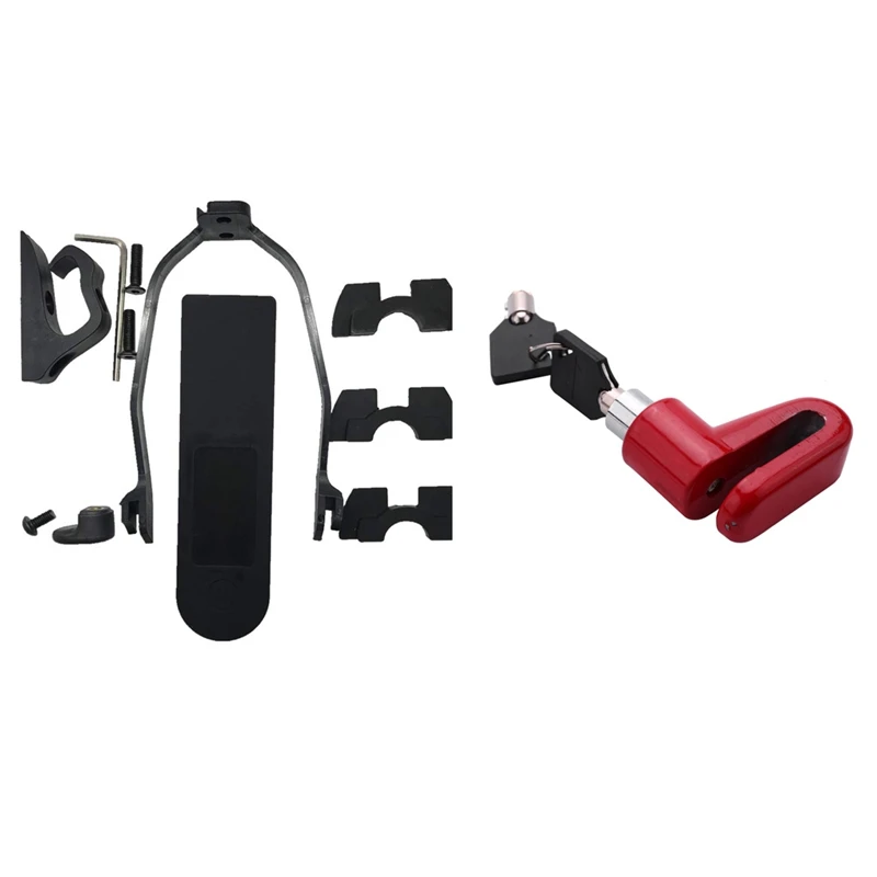 

1 Set Portable Electric Skateboard Lock Disc Brakes Wheels Lock & 1 Set Scooter Hook Rubber Shock Absorber