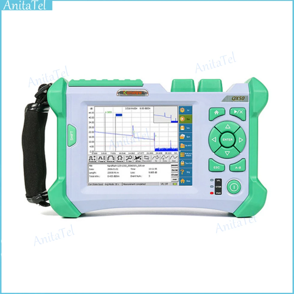 KomShine QX50 OTDR сенсорный экран SM MM PON Active волоконно оптический рефлектометр Test er 850/1300/1310/1550 нм тестовый разветвитель OTDR с 5 языками