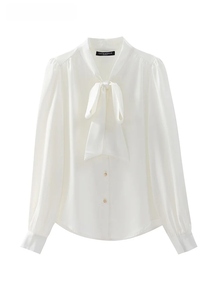 La Chebel рубашки на шнуровке с розовым бантом женские осенние для официальных