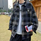 Куртка LEGIBLE мужская повседневная, свободная ветровка в клетку, в стиле хип-хоп, Корейская, весна-осень