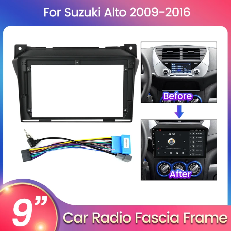 9 inch 2Din Car DVD Frame Audio Fitting Adaptor Dash Trim Facia Panel 9inch For Suzuki Alto 2009-2016 Auto Radio Player