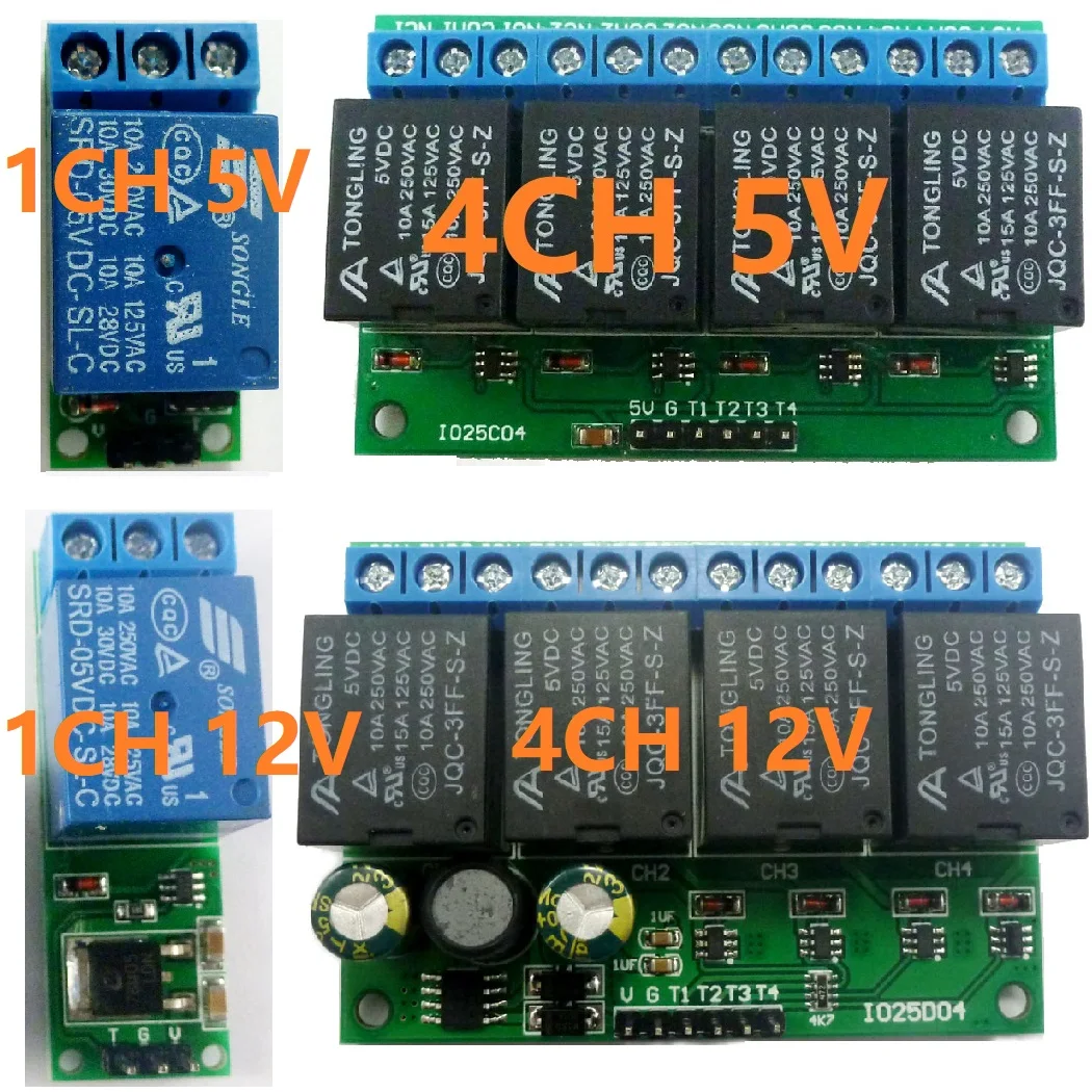 

1CH/4CH 5V/12V Latch Relay Module Flip-Flop Bistable Self-locking Trigger Switch Module