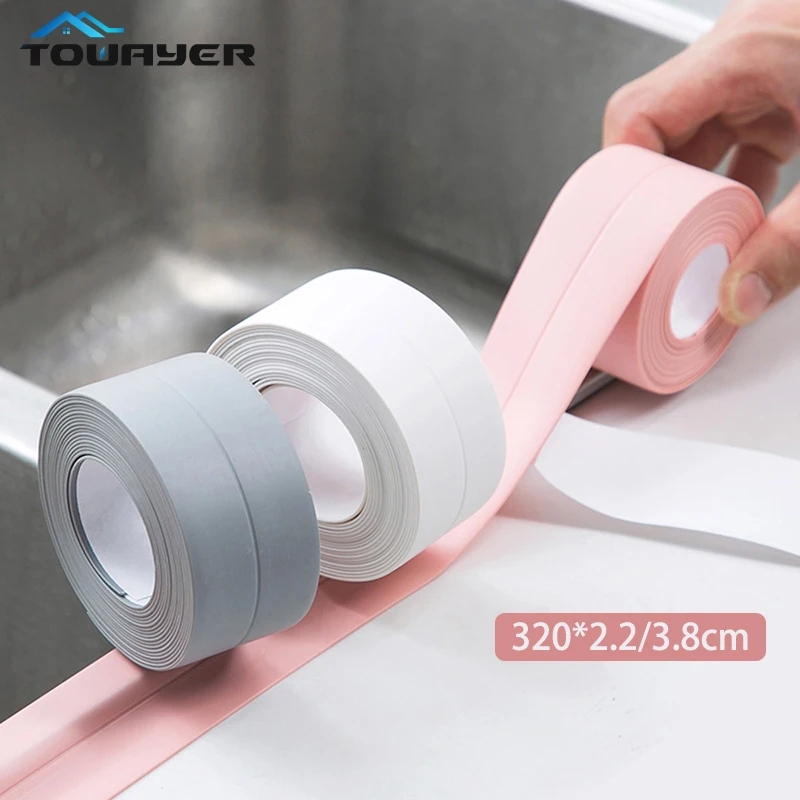 

Towayer Bathroom Shower Sink Bath Sealing Strip Tape White PVC Self adhesive Waterproof Wall Sticker for Bathroom Kitchen