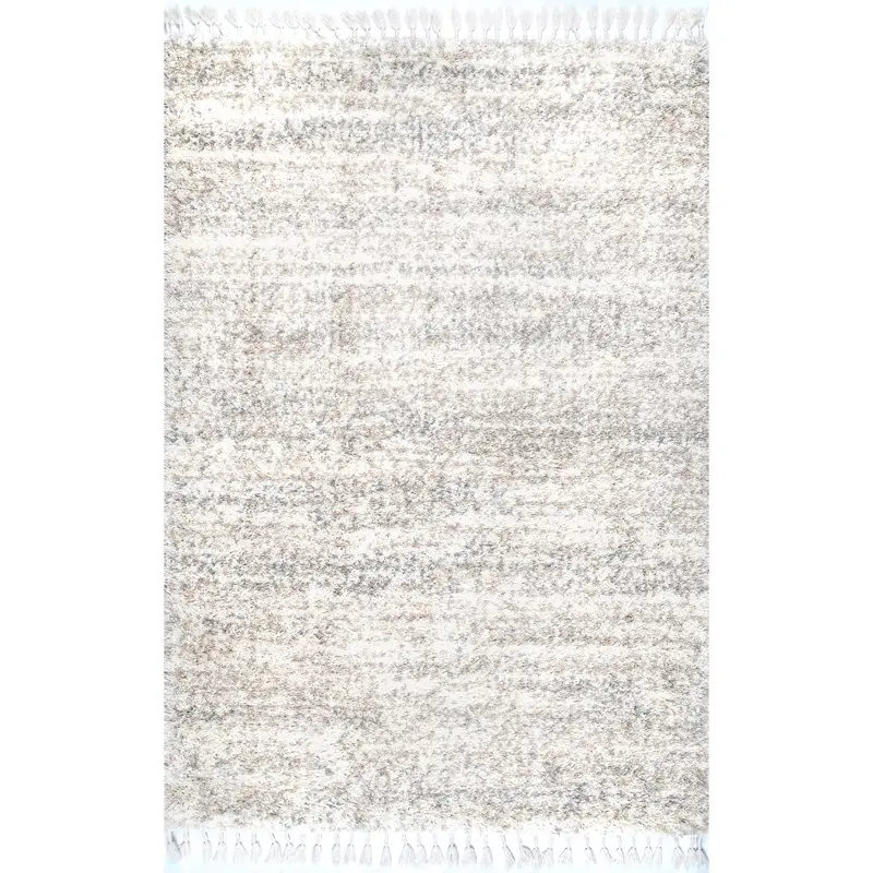 

Contemporary Soft and Plush Ivory Shag Accent Rug, 2' x 3'