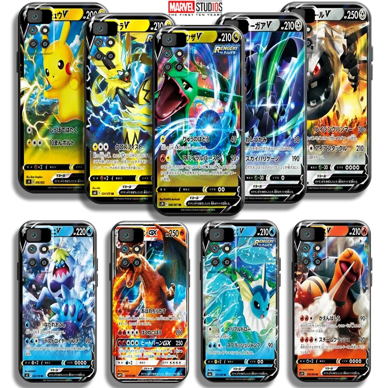 

Anime Pokemon Cards Pikachu Phone Case For Xiaomi Redmi 10 6.5 Inch Soft Funda Black Back Silicone Cover Coque