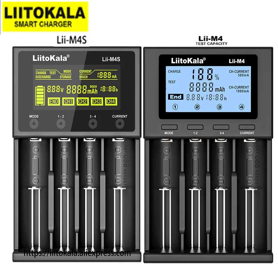 

LiitoKala Lii-M4 18650 зарядное устройство с ЖК-дисплеем для 26650 21700 18500 18350 AA AAA