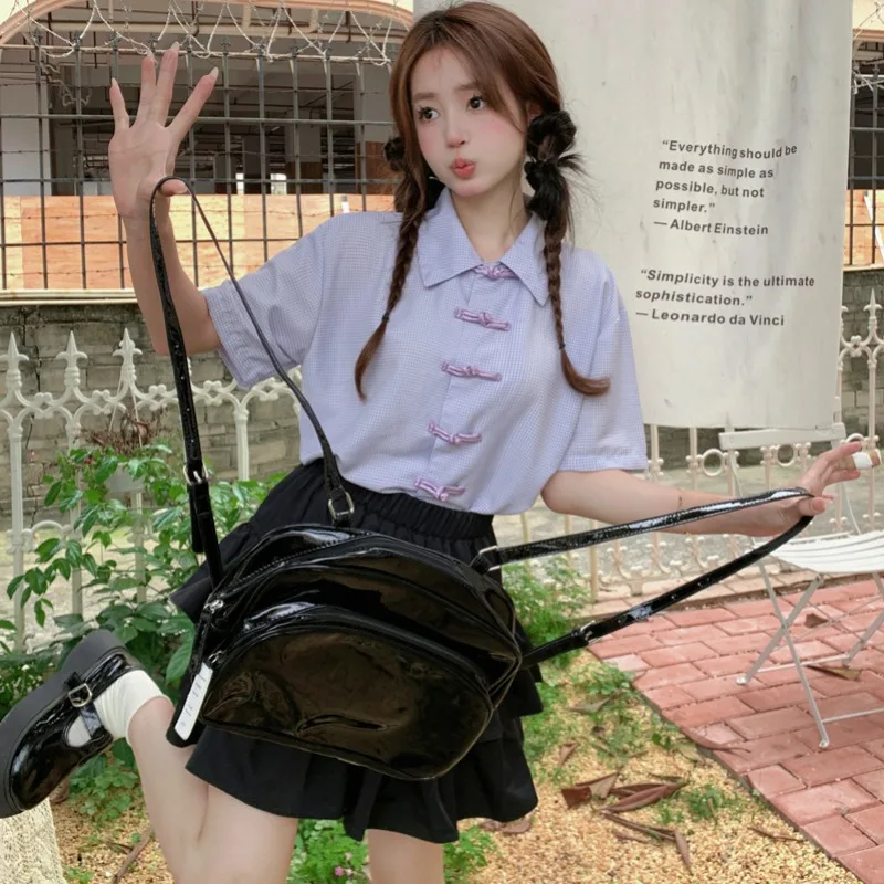 Футболки женские в клетку винтажные повседневные универсальные модные с