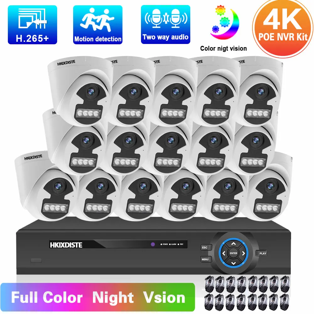 

16CH POE CCTV Camera Security System Kit 4K Full Color Night Vision 8MP NVR Video Surveillance Kit 2 Way Audio IP Camera Set 8CH