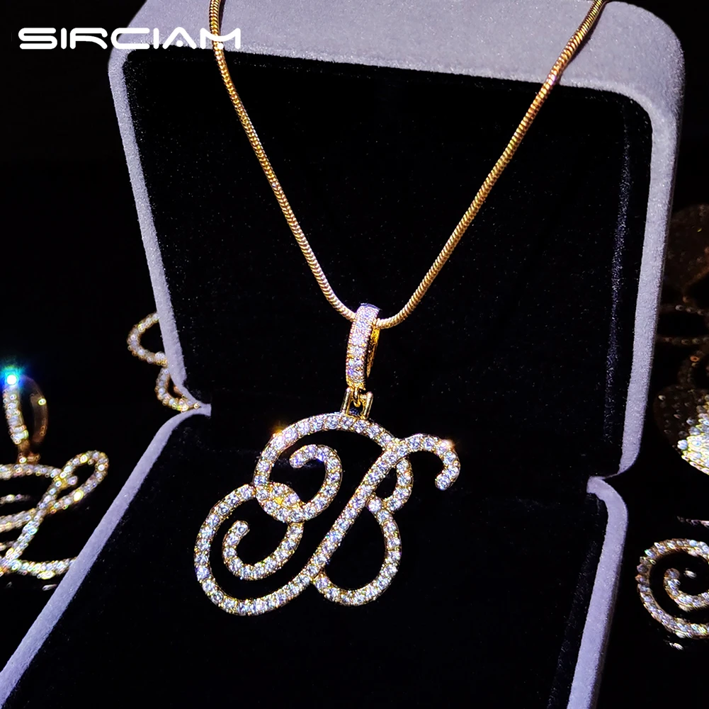 

2022 Fashion Cursive 26 Initials Pendant Necklace For Women Men Bling Zircon Letters Name Long Chain Necklaces Gifts Jewelry New