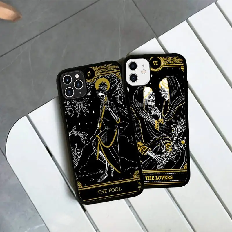 

Death Tarot Cards Phone Case Silicone PC+TPU Case for iPhone 11 12 13 Pro Max 8 7 6 Plus X SE XR Hard Fundas