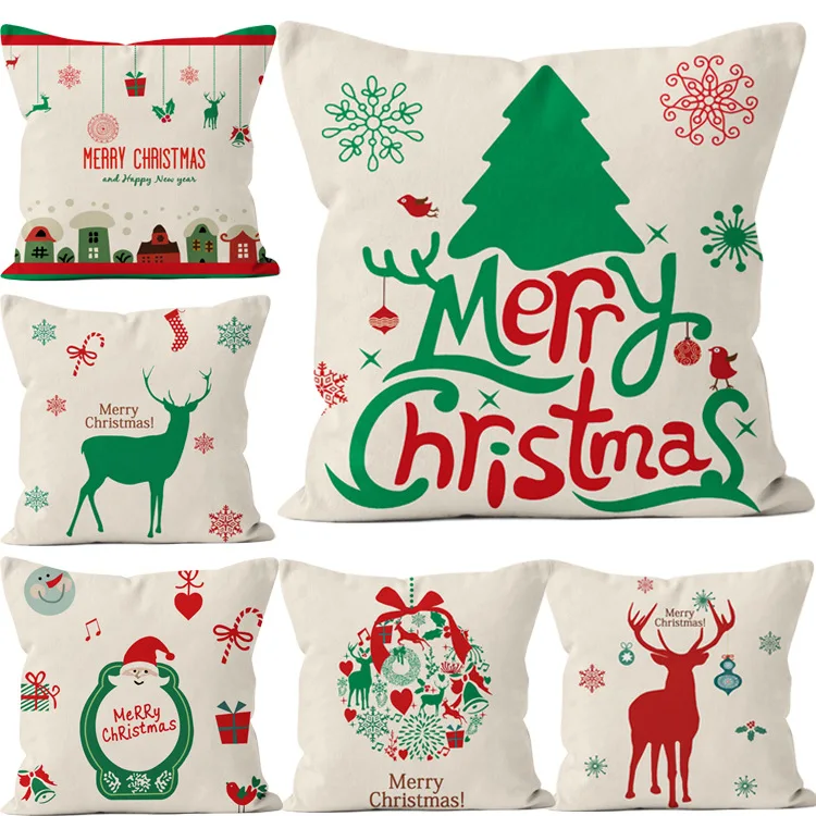 

Santa Claus Xmas Pillowcase Elk Alphabet Cushion Cover 45x45 Garland Merry Christmas Pillow Cover Home Decor Living Room B0398G