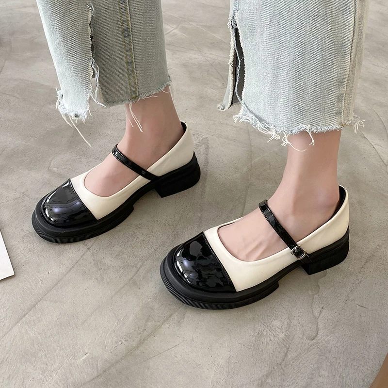 

Shoes Woman 2022 Female Footwear Oxfords Mixed Colors All-Match Shallow Mouth Casual Sneaker Round Toe Clogs Platform New Dress