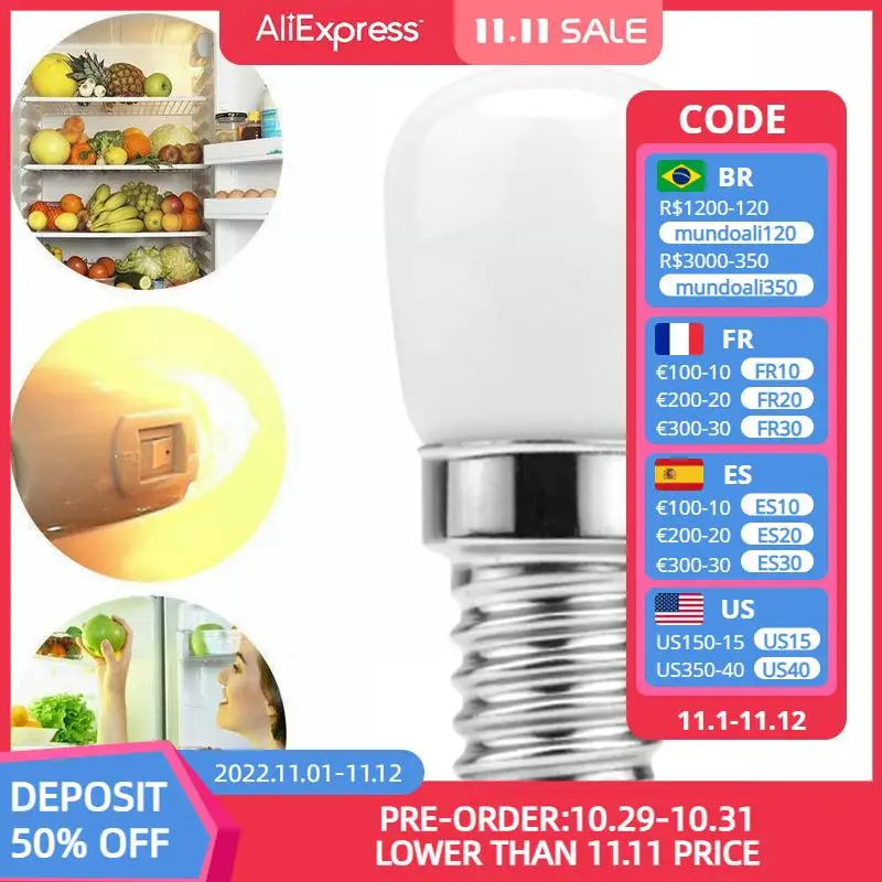 

3W Led Refrigerator Lamp LED E14 Fridge Light Bulb Lighting Lamp Cold/Warm White Spotlight Bulb Refrigerator Corn T9E5
