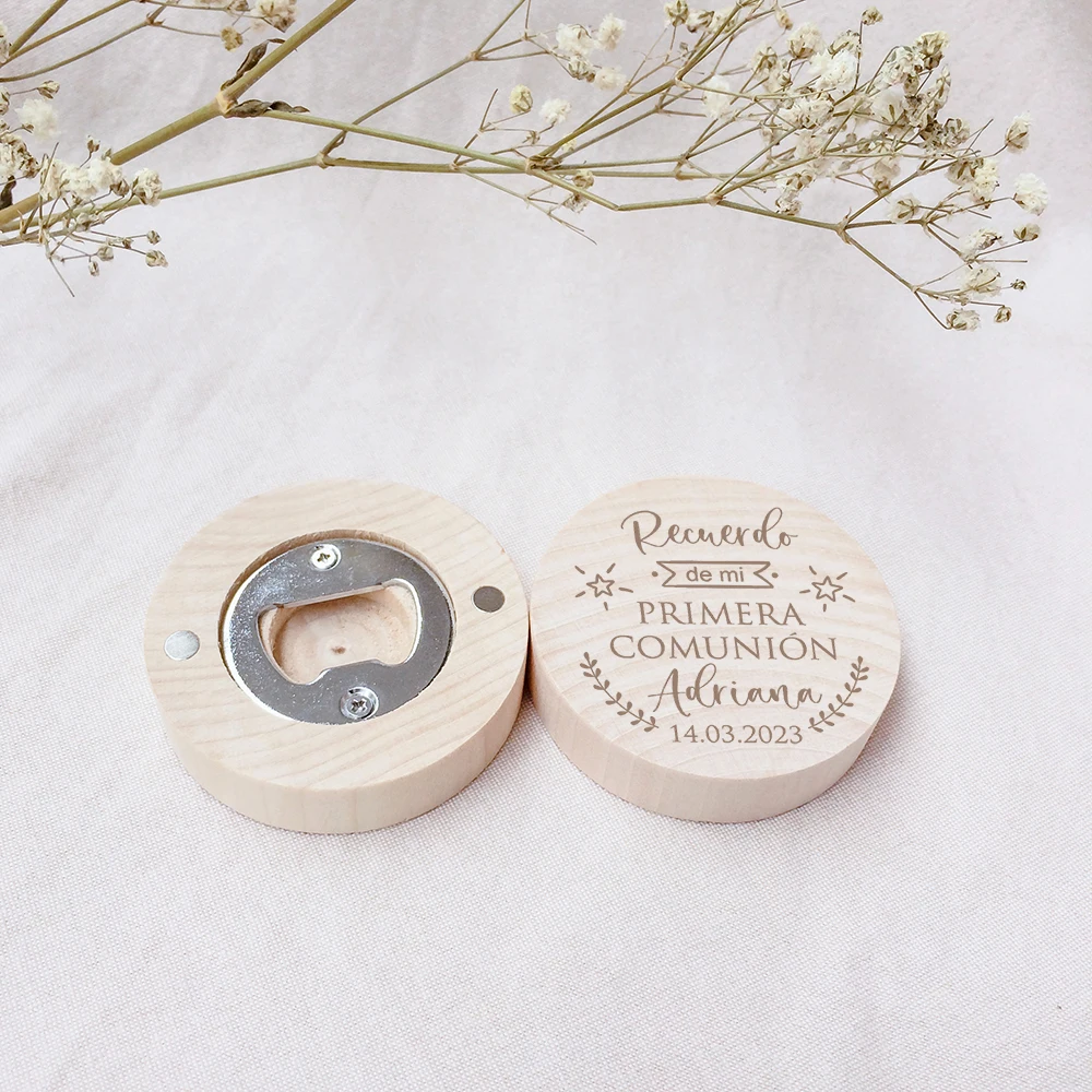 

10 Pieces Personalized First Holy Communion Party Favor Wood Fridge Magnet Bottle Opener Customized Communion Ceremony Keepsake