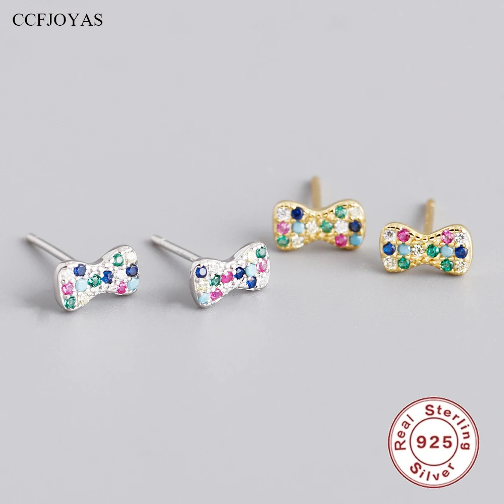 Женские серьги-гвоздики из серебра 925 пробы с бантиком