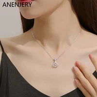anenjery 316l stainless steel zircon scalloped clavicle necklace new fashion ladies necklace festive party jewelry gift