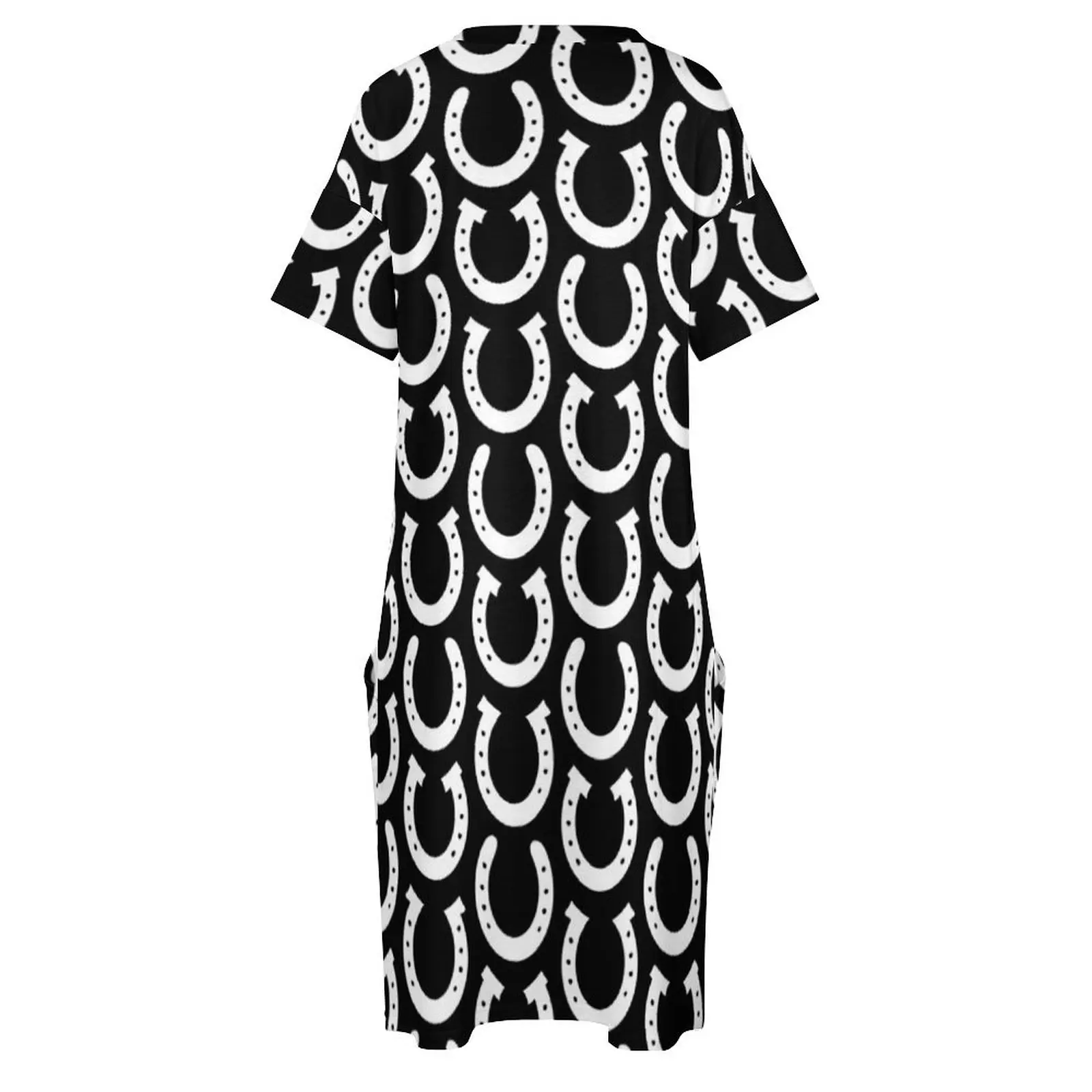 Белое свободное платье в форме подковы с карманами женское элегантное роскошное