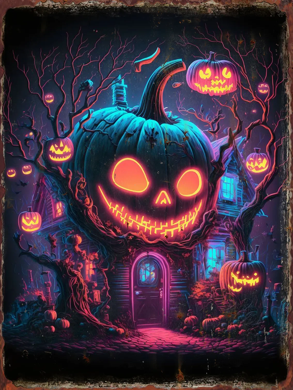 

Pumpkin Candles Metal Tin Sign Cafe Bar Pub Club Halloween Decoration Painting Posters Home Yard Fence Door Wall Decor Plaque