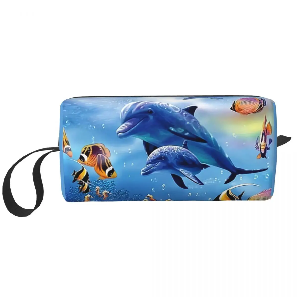 

Cute Sea Creature Dolphin Fish Travel Toiletry Bag for Women Ocean Animal Cosmetic Makeup Organizer Beauty Storage Dopp Kit Case