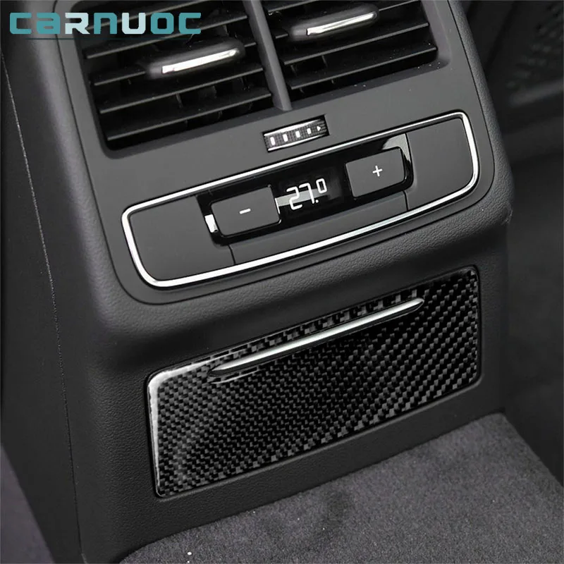 

Car Interior Decorative Accessories For Audi A4 B9 RS4 S4 2017 2018 2019 Carbon Fiber Rear Cigarette Lighter Panel Stickers