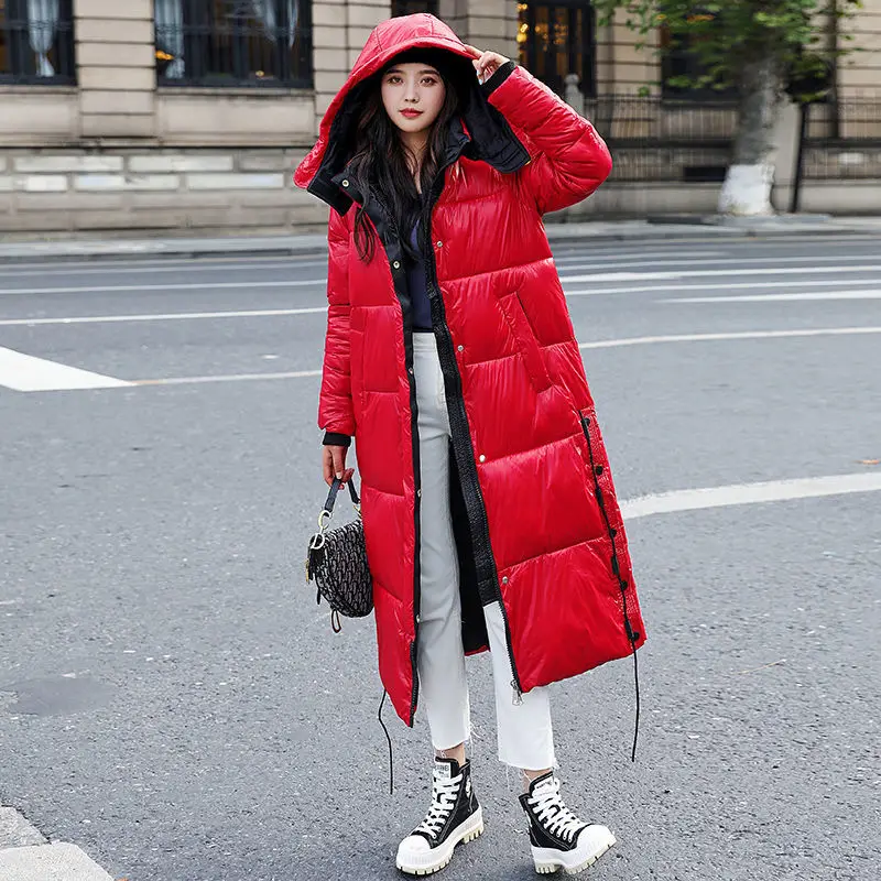 Women Winter Loose Parkas Korean Hooded Outerwear Snow Wear Long Puffer Bomber Basic Thick Jacket Female Plus Velvet Casual Coat