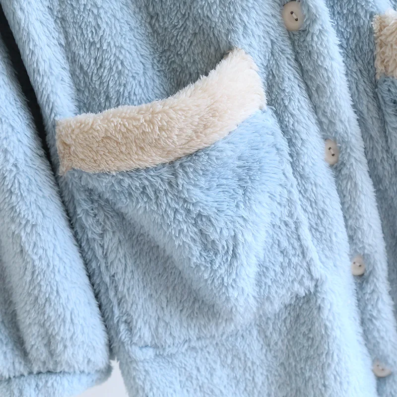 Осенне-зимняя теплая женская пижама с капюшоном для лица банные халаты толстая