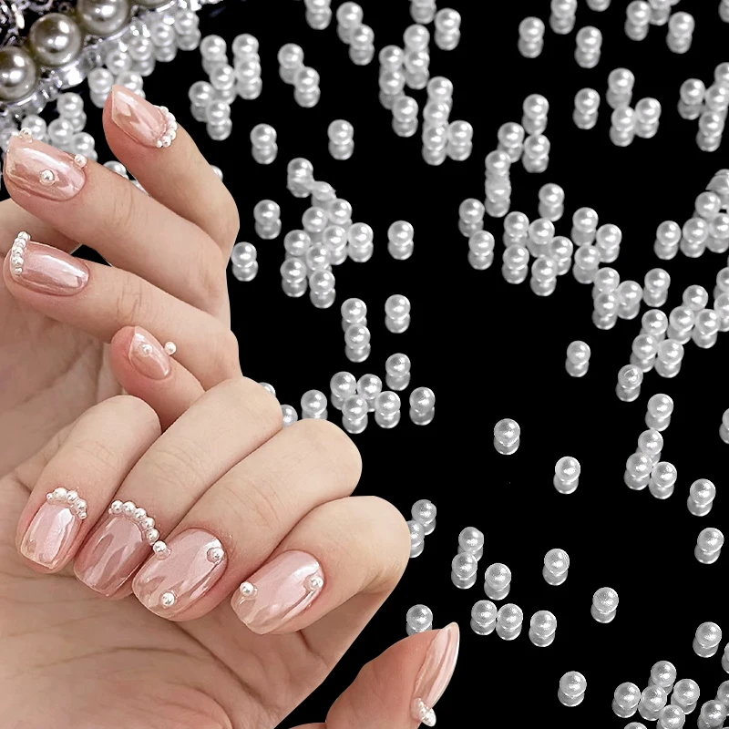 Белый жемчуг бусины для ногтей самостоятельного маникюра 3D украшение искусство