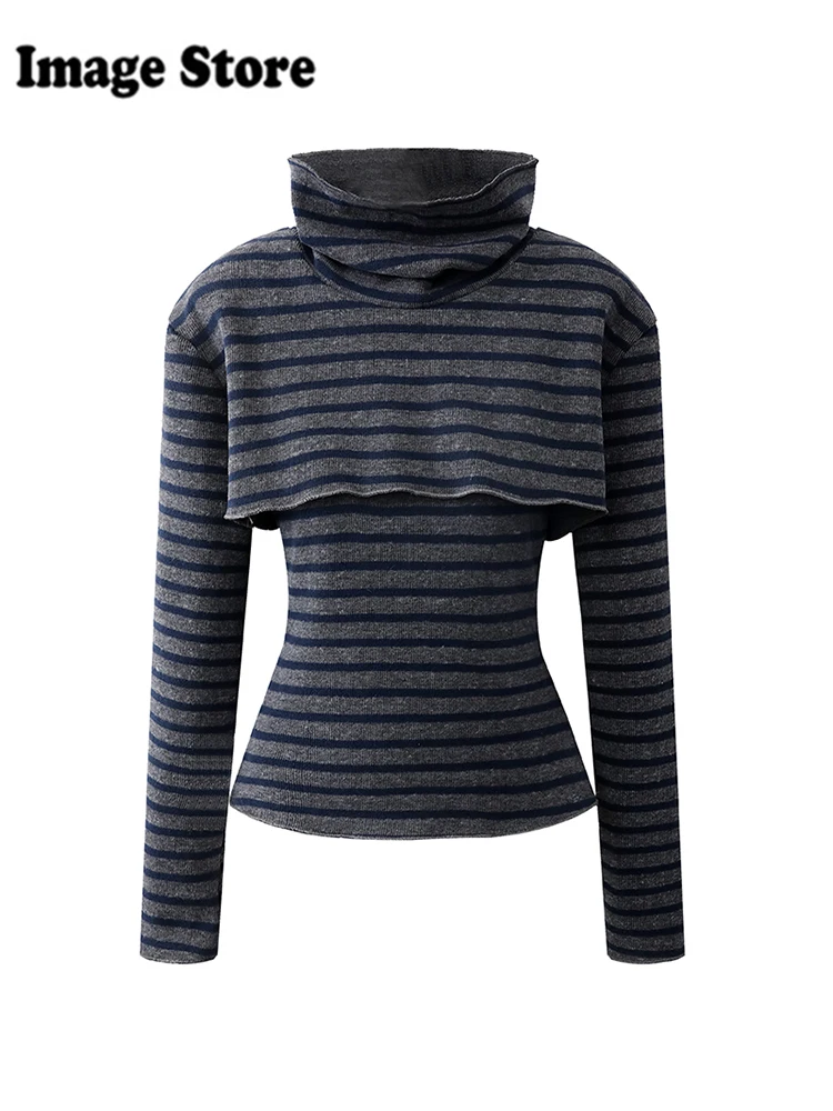 Весенние женские комплекты из двух предметов дизайнерский полосатый топ кокетка