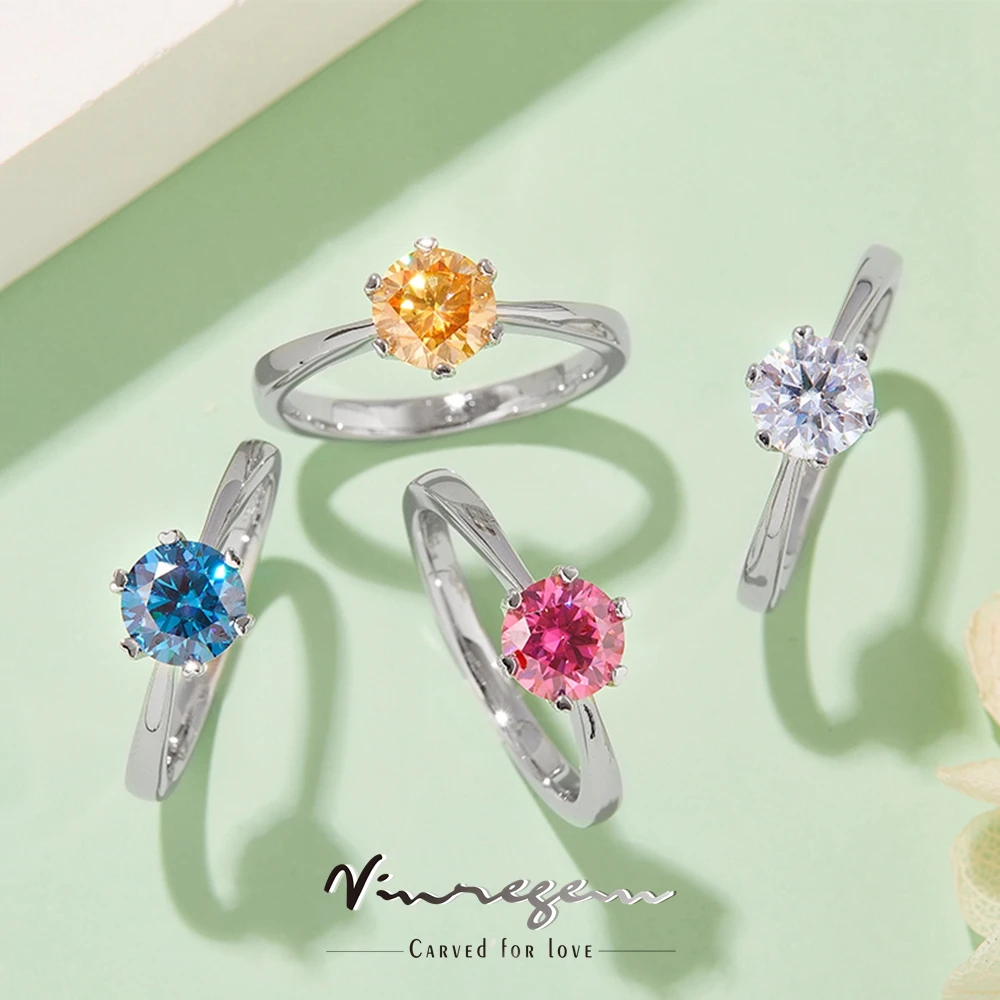 

Женское кольцо из серебра 925 пробы с муассанитом, 18 к