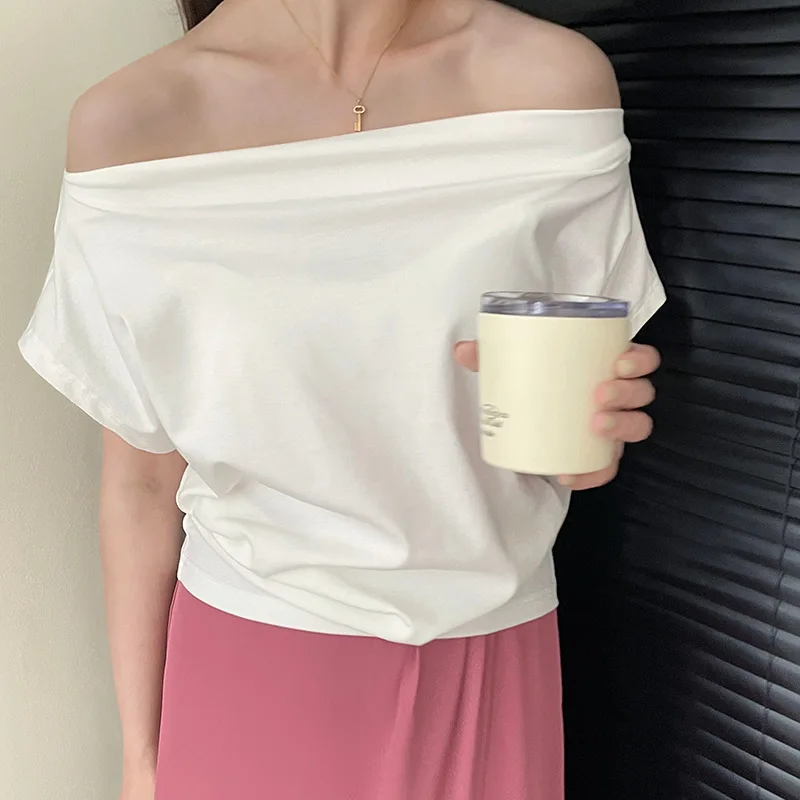 

Zagros 2022 Summer Blouse Women Casual Solid Batwing Sleeve Beach Shirt Elegant Office Lady Slash Neck Top Tee Blusas Haut Femme