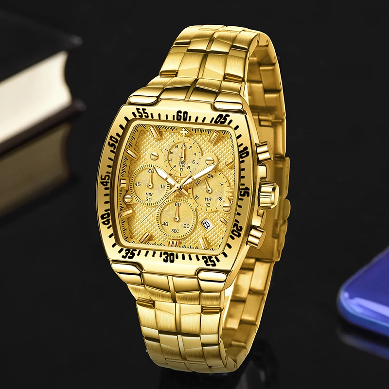 Модные мужские часы WWOOR в стиле милитари зеркальные кварцевые водонепроницаемые