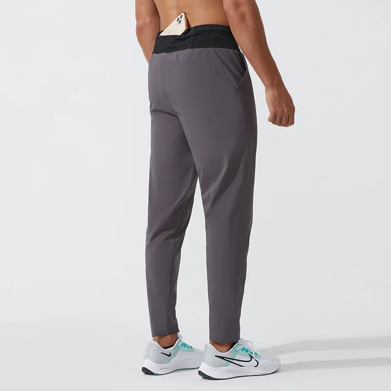 LU Men's Sports Pants Autumn Running Fitness Sweatpants with Waterproof Mobile Phone Bag Training Quick-drying Jogging Pant