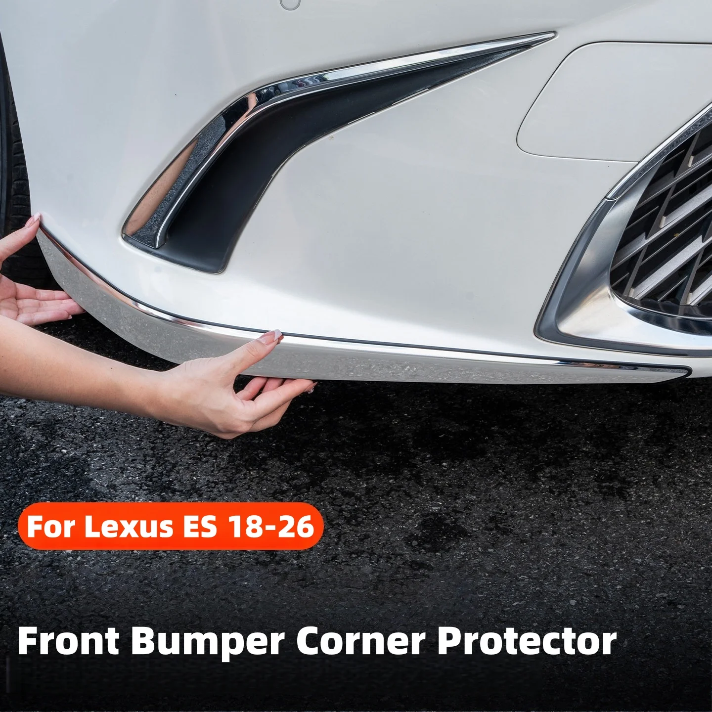Фото Для Lexus ES200/ES260/ES300h XZ10 18-25: Накладка на передний бампер, глянцевая, для защиты от столкновений и истирания, с инструментами для установки №1
