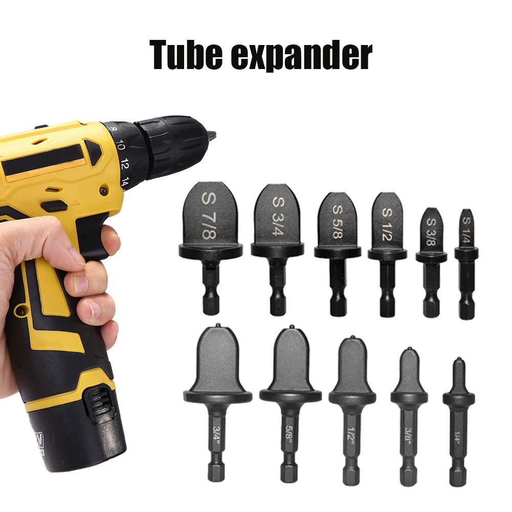 

11pcs Hex Shank Pipe Expander for Air Conditioner Copper Tube Swaging Tools Electric Drill Bit Flaring Tool