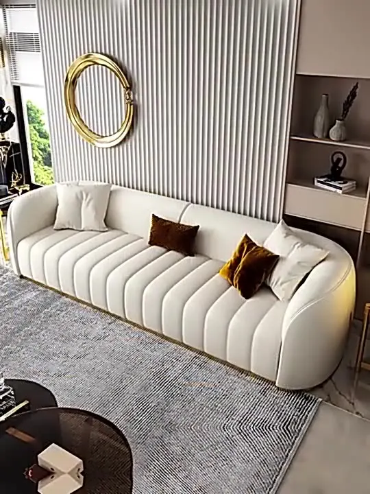 

Light luxury leather sofa combination living room size family leather art sofa American postmodern simple three person furniture