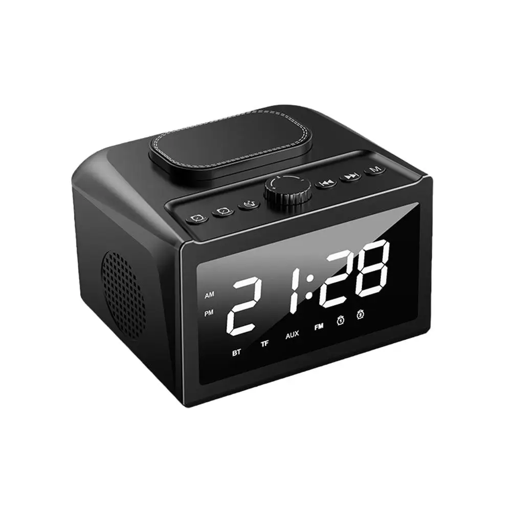 Беспроводная зарядка Bluetooth-динамик будильник звуковая 3-в-1 светодиодная колонка